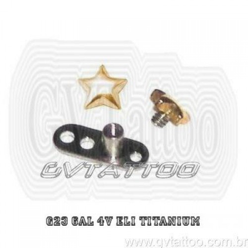 Microdermal Titanio Anchor Estrela Dourada – Piercing Base Titanium Grau 23 6AL4V ELI F-136